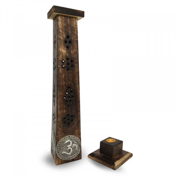 Räucherstäbchenhalter "Turm Om" Holz 7x31cm