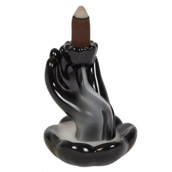 Backflow Kegel halter "Hand mit Lotus", Keramik, 10x8x8cm