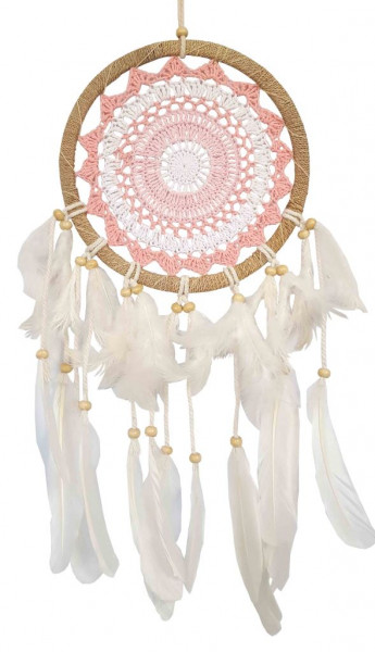Traumfänger "Pink" Sisal 22cm mit gewebtem Netz, 22x60cm