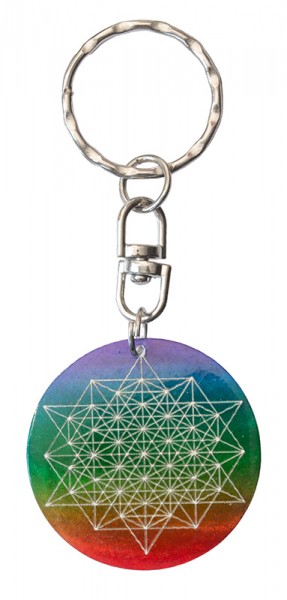 Schlüsselanhänger Stern Tetraeder Muschel rainbow 3,5cm