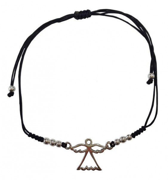Armband "Engel" 1,3cm Silber 925 mit verstellbarem Baumwollband Ø bis ca. 8cm