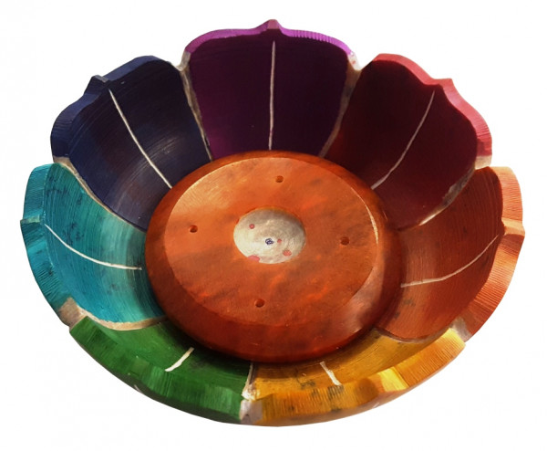 Räucherstäbchen-/ kegelhalter "Chakra Lotus" Speckstein 10cm