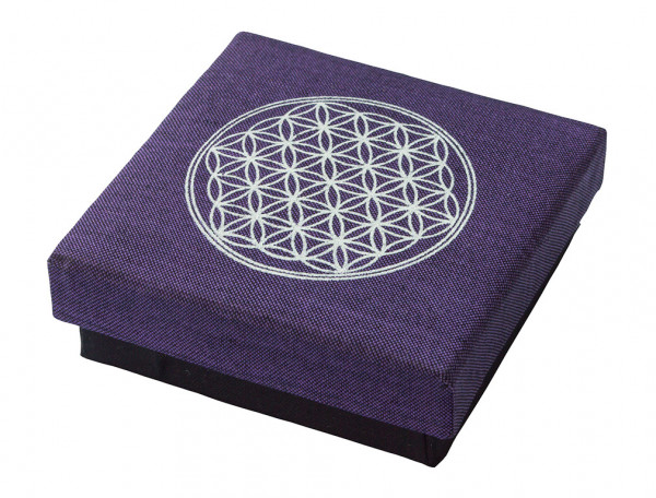 Geschenkbox "Blume des Lebens" Baumwolle purple 9x9cm