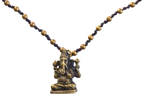 Halskette Ganesha mit 80 Messingperlen 40cm