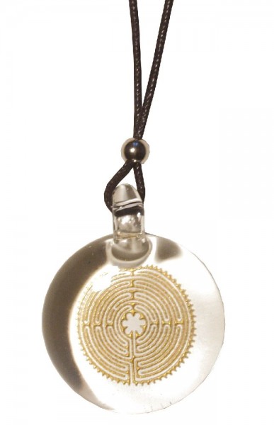 Anhänger Chartres Glas 3,5cm mit Baumwollband