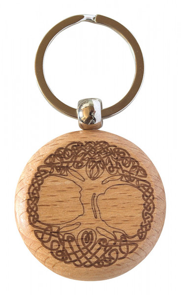 Schlüsselanhänger "Baum des Lebens" Buchenholz/Edelstahl 4cm