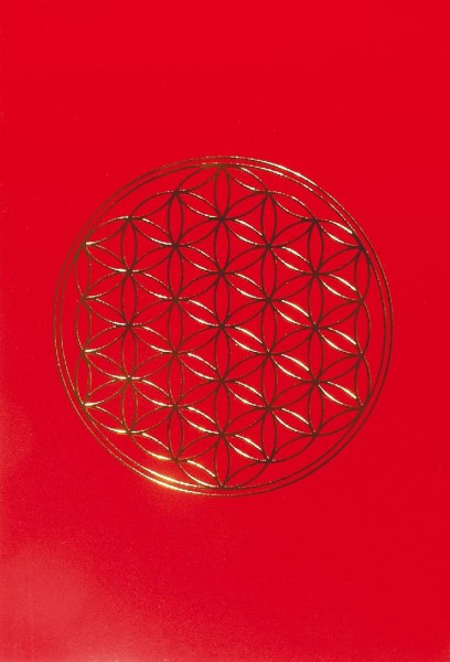 Klappkarte Blume des Lebens rot/gold 12x17cm