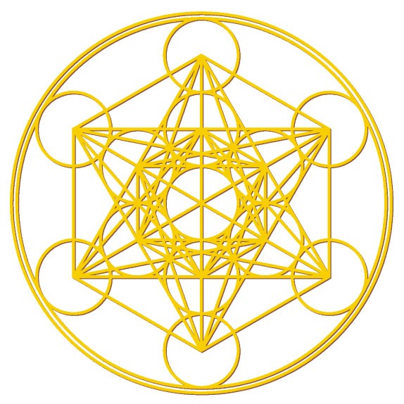 Aufkleber Set 4x3cm/1x7,5cm gold-transparent Metatron