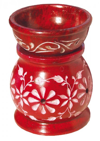 Aromalampe Blume Speckstein rot 6x9cm