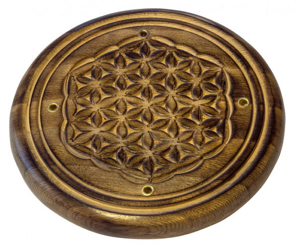 Räucherstäbchenhalter "Blume des Lebens" Holz rund 10cm