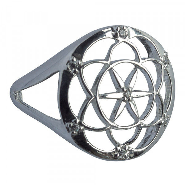 Ring "Saat des Lebens" Silber 925 mit 7 Zirconia 2,0cm, 4,0g.