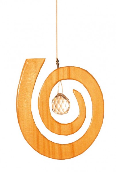 Kristallobjekt Spirale natur 15cm Holz mit 20mm Kristallkugel