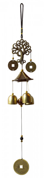 Klangspiel "Lebensbaum mit Pagode und Glücksmünze" Metal, Kunststoff 8x45cm