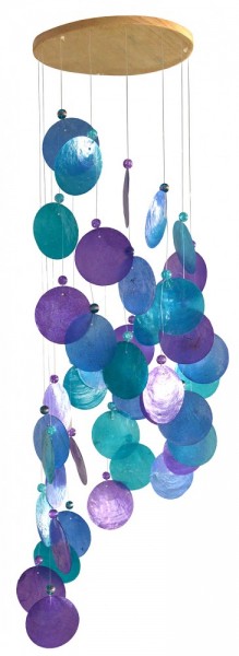 Muschelmobile Spirale türkis-blau-lila 15x60cm