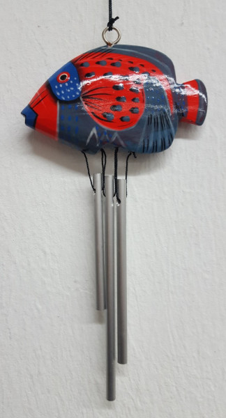 Klangspiel "Fisch" Holz blau/rot 10x20cm