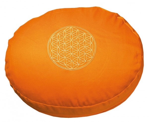 Meditationskissen BDL orange oval 30x25cm mit Inlet 100% Baumwolle mit Dinkelspelzfüllung