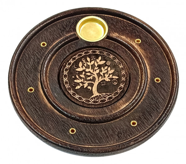 Räucherstäbchenhalter "Baum des lebens" Holz rund 10cm