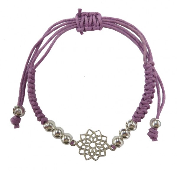 Armband Sahasrara Chakra 1,4cm Silber 925 mit verstellbarem Baumwollband