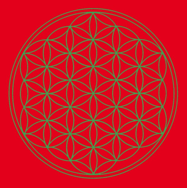 Leinwanddruck Blume des Lebens Basis-Chakra rot 20x20cm