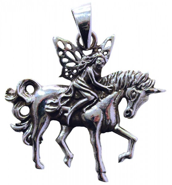 Anhänger Einhorn mit Elfe Silber 925 6,3g