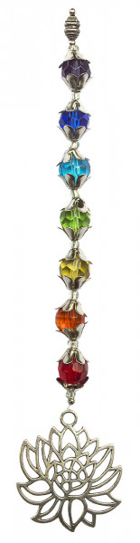 Suncatcher "Lotus" Metall 4cm mit 7 bunten Glasperlen 60cm