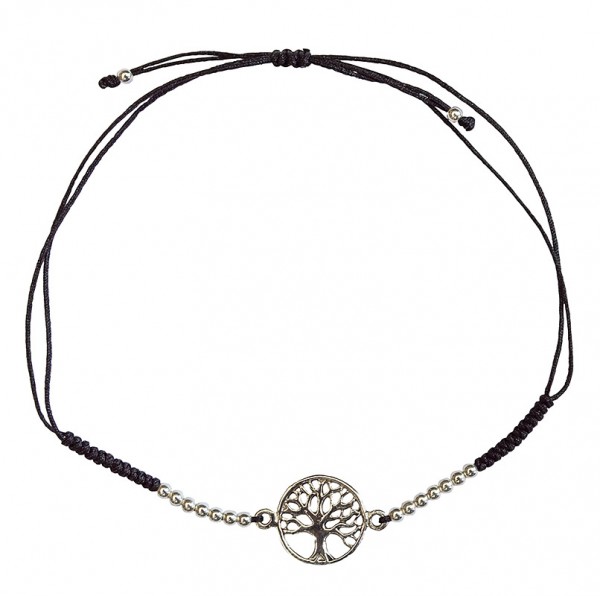 Armband Baum des Lebens 1,2cm Silber 925 mit verstellbarem Baumwollband 6cm