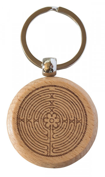 Schlüsselanhänger "Labyrinth Chartes" Buchenholz/Edelstahl 4cm