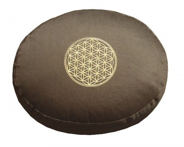 Meditationskissen BDL olive oval 30x25cm mit Inlet 100% Baumwolle mit Dinkelspelzfüllung