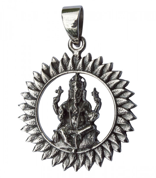 Anhänger "Ganesha im Lotus Kreis" Silber 925 2,8cm 5,3g