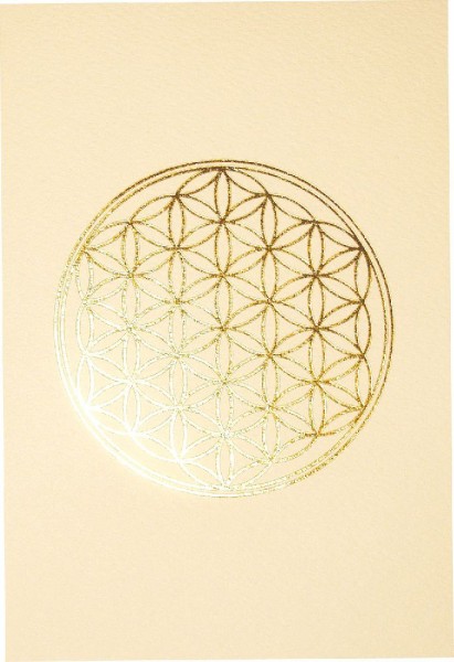 Klappkarte Blume des Lebens mattweiss/gold 12x17cm