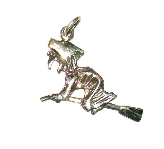 Anhänger "Hexe auf Besen" Silber 925 1,9g