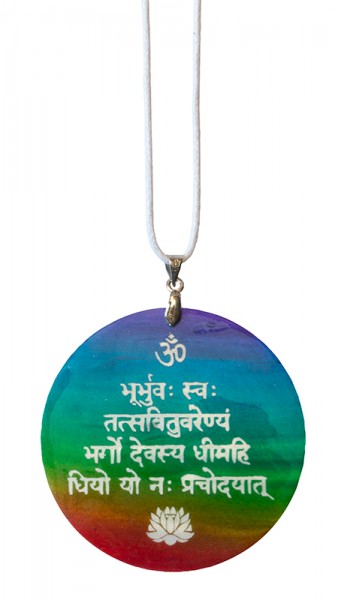 Halskette Gayatri Mantra Muschel Airbrush rainbow 5cm