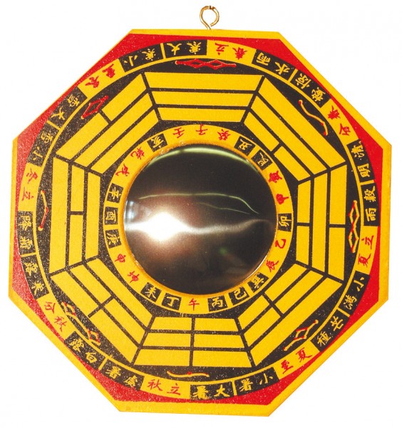 Chines. Bagua-Spiegel konkav 15cm Holz