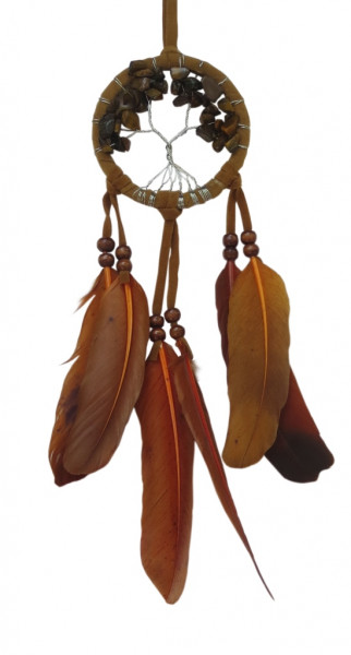 Traumfänger "Lebensbaum" Leder mit Edelsteinen, 6x20cm