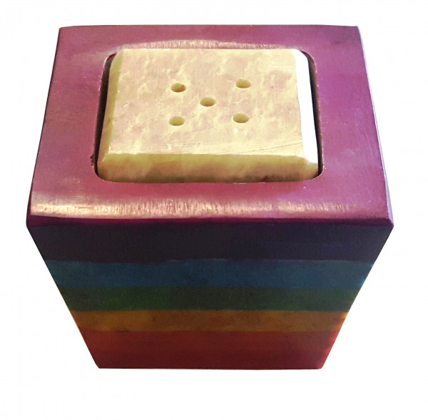 Räucherstäbchen-/ Kerzenhalter "Chakra Cube" Speckstein 4x5cm
