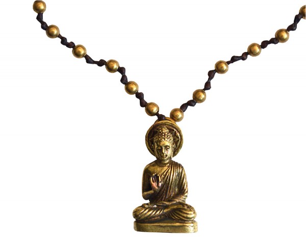 Halskette Buddha mit 80 Messingperlen 40cm