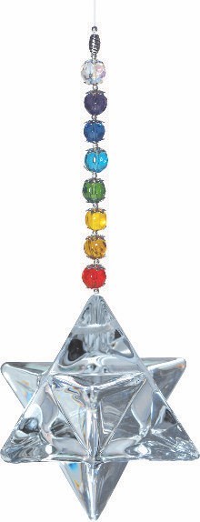 Suncatcher Rainbow Merkabah mit 60mm Kristall Merkabah, Glas bleifrei
