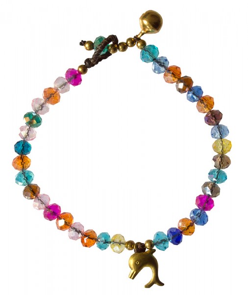 Armkettchen Delfin mit 33 Glasperlen, bunt 18cm