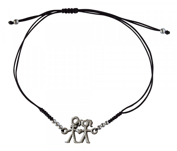 Armband "Friends" 1,0cm Silber 925 mit verstellbarem Baumwollband Ø bis ca. 8cm