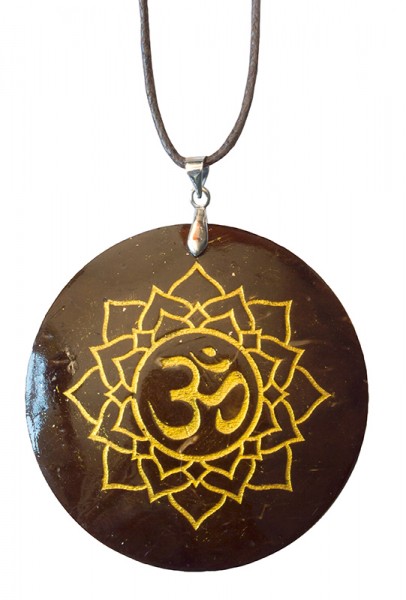 Halskette Lotus Om Coconut gold lackiert 5cm