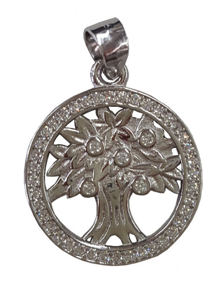 Anhänger "Lebensbaum" mit Zirkonia Silber 925 2,2g 1,8cm