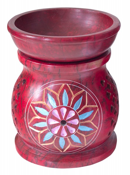 Aromalampe Blume Speckstein rot 6x9cm