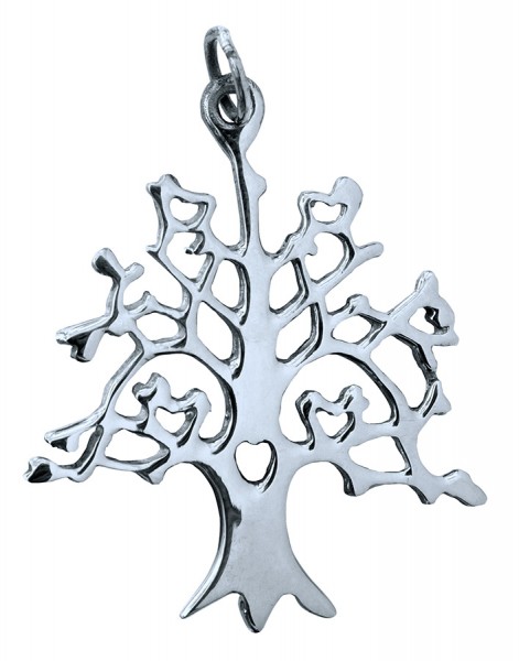 Anhänger Baum des Lebens Messing versilbert 2,5cm, 1,9g