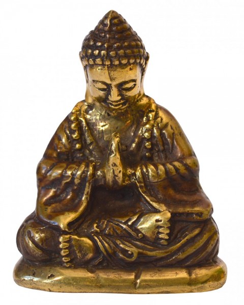 Japan Buddha betend Messing antik 5x8cm