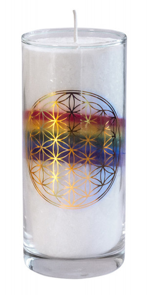 Kerze "Crystal Rainbow BDL" im Glas Stearin 14cm
