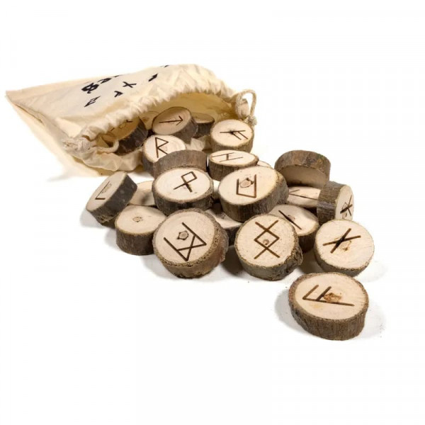 Runen Orakelset mit Holz-Runen im Baumwolltäschen