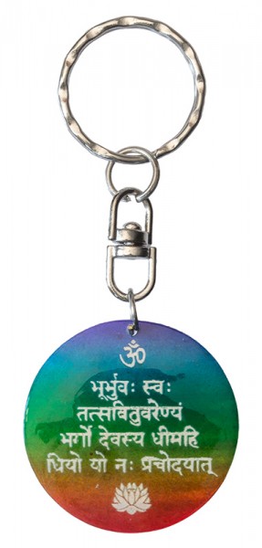 Schlüsselanhänger Gayatri Mantra Muschel rainbow 3,5cm