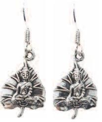 Ohrhänger Buddha auf Bodhiblatt Silber 925 4,4g