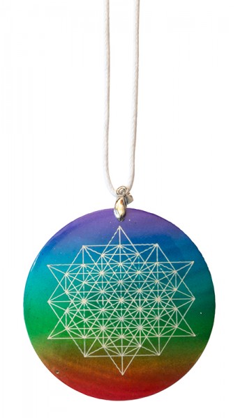 Halskette Stern Tetraeder Muschel Airbrush rainbow 5cm
