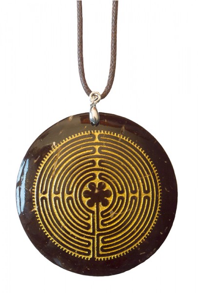 Halskette Labyrinth Chartres Coconut gold lackiert 5cm